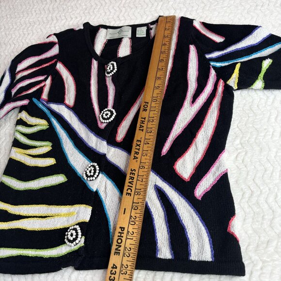 Vintage Design Options by Philip & Jane Gordon Women's Abstract Striped Cardigan - Picture 7 of 9